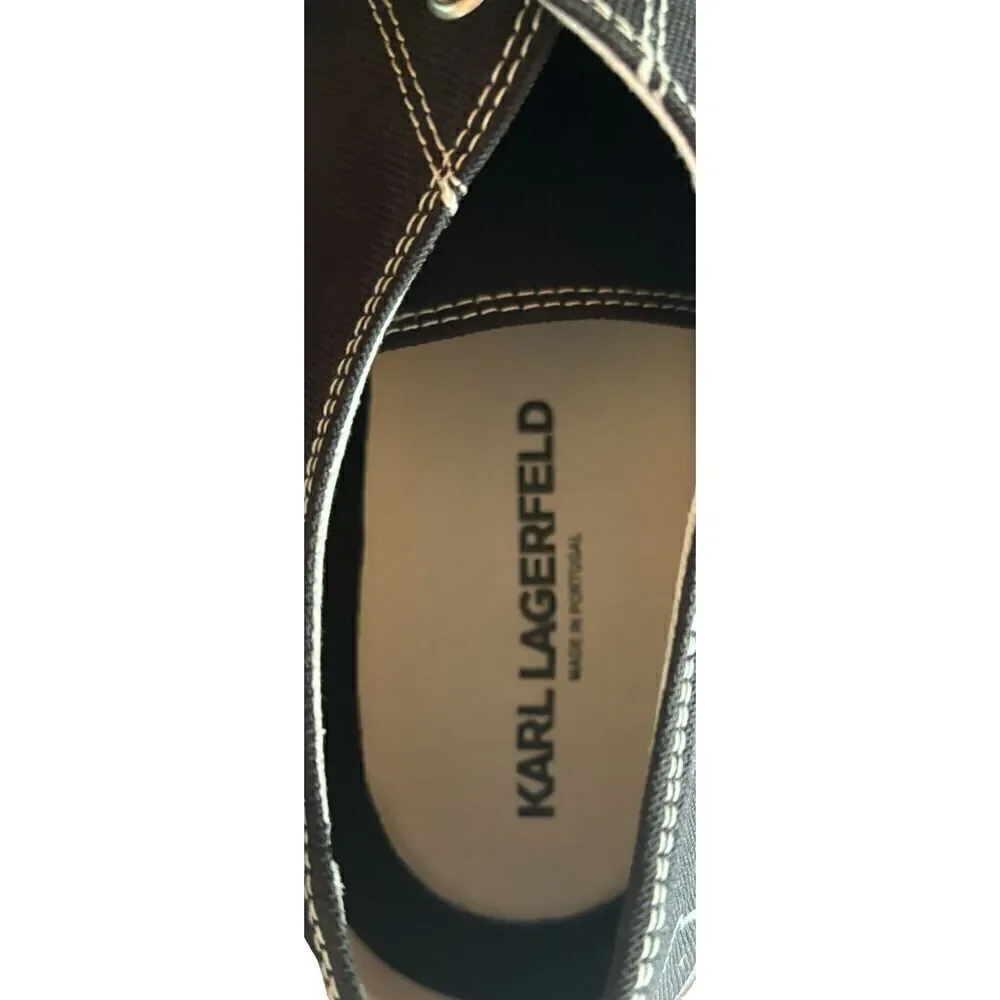 Karl Lagerfeld Round Toe Lace Up Sneakers in Black NWOT Size 13